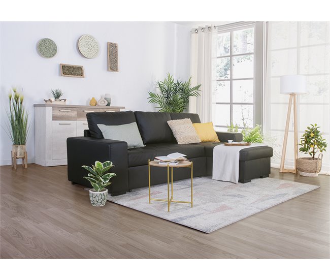 Chaise longue de pele sintética com cama HARRY Preto