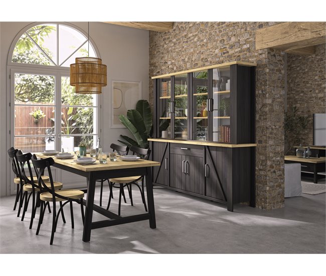 Vitrine SEQUOIA em carvalho e preto Preto