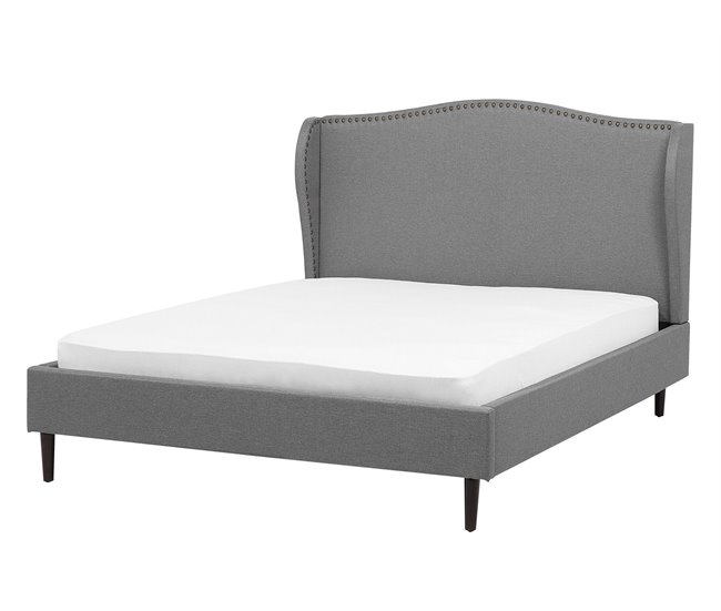 Beliani Cama com estrado Poliéster COLMAR 150x215 Cinza