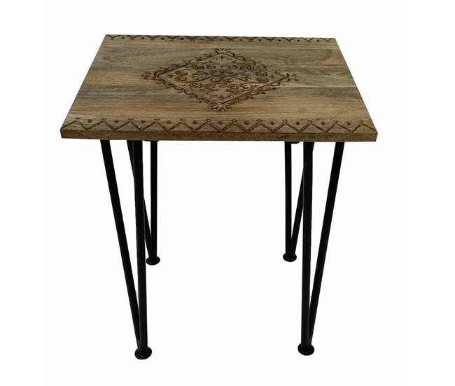 Mesa de apoio em madeira de manga JUNO Preto/ Madeira