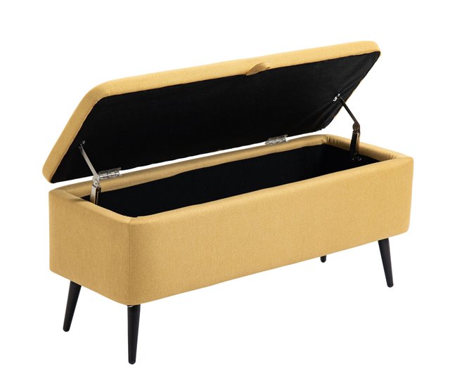 Banco de Armazenamento Poliéster, Espuma e Aço HOMCOM 101x38 Amarelo