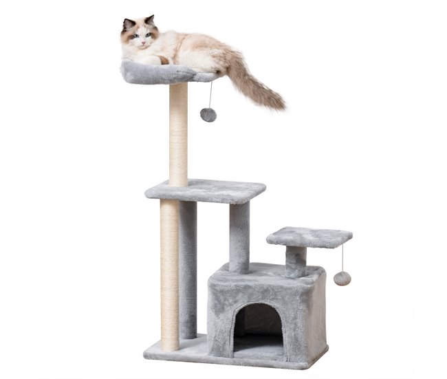 Arranhador para Gatos Aglomerado e Sisal PawHut Cinza