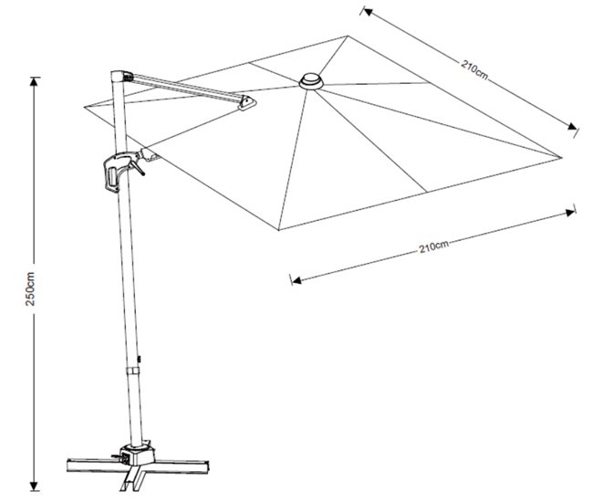 Guarda-sol GALIA 250x210x210cm cor branca Branco