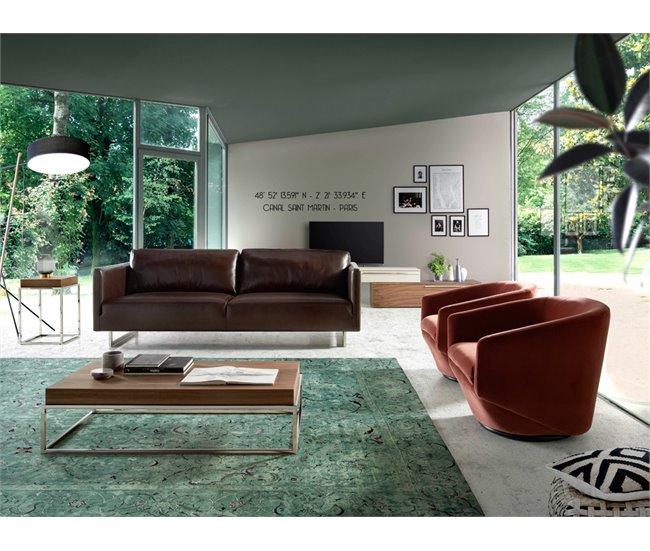 ANGEL CERDA Poltrona giratório em veludo pêssego AlumÍnio