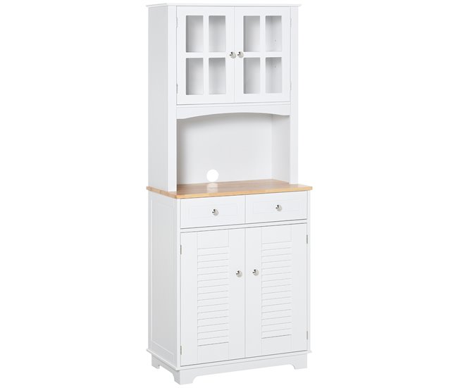 Armário de cozinha auxiliar MDF, Madeira de Borracha HOMCOM 68 Branco