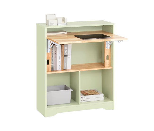 Mesa dobrável para computador com 3 prateleiras FWT104-GR SoBuy PT Verde