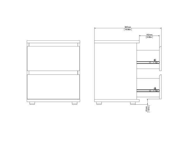 Mesa de cabeceira 2 gavetas NOVA Branco