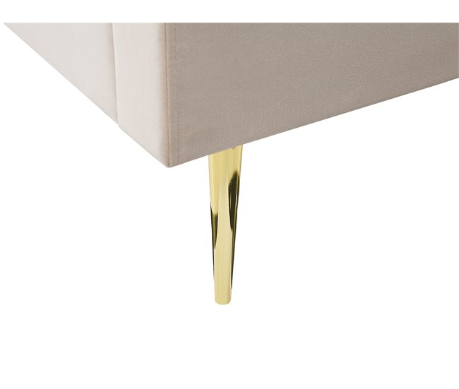 Beliani Cama com estrado Veludo MARVILLE 202x225 Areia