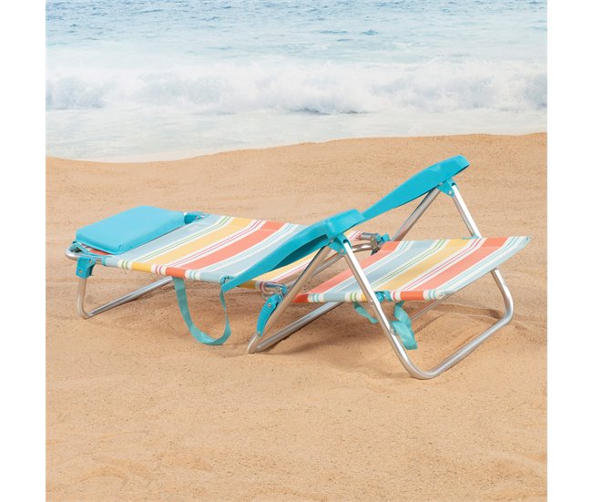 Aktive Cadeira de praia dobrável, 7 posições, com almofada Multicor