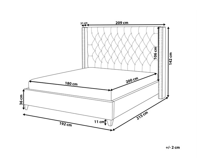 Beliani Cama Terciopelo LUBBON 209x215 Cinza