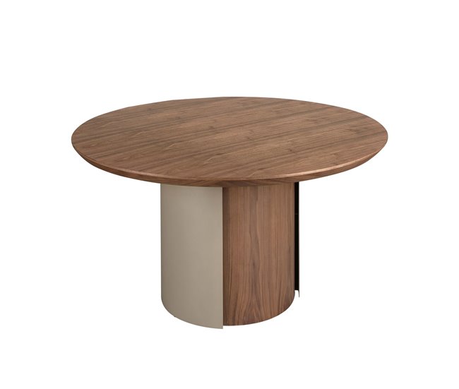 ANGEL CERDA Mesa de jantar redonda e aço 140x140 Nogal