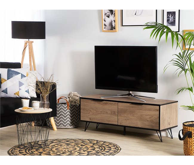 Beliani Mesa de TV HALSTON 120 Castanho