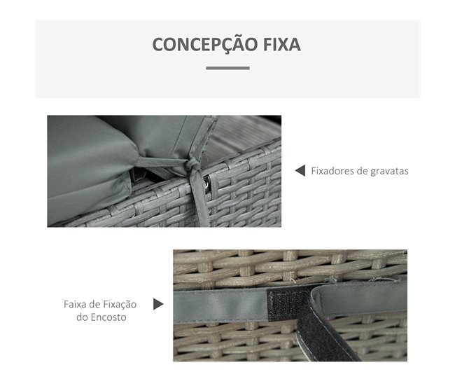 2 Almofadas para Espreguiçadeira tecido de poliéster, algodão Cinza