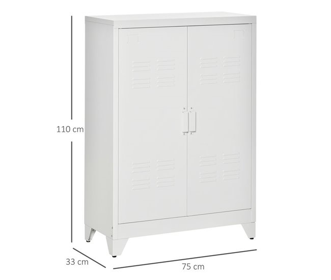 Armário de Metal Metal HOMCOM Branco
