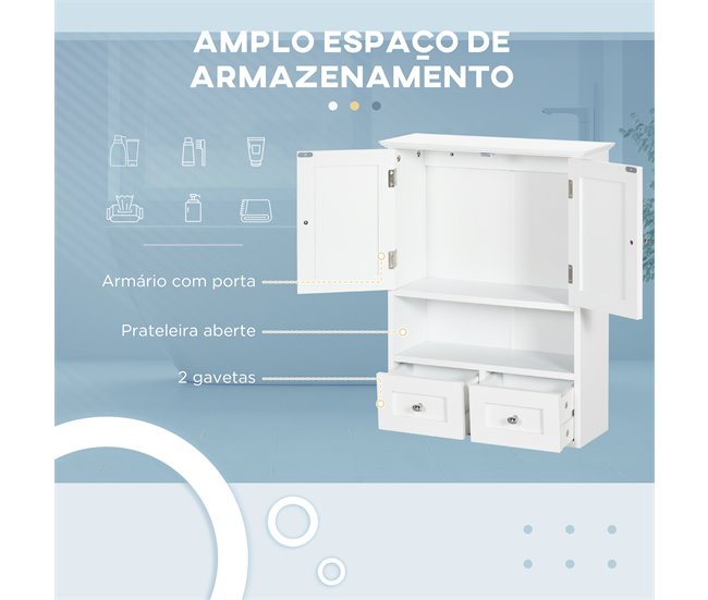 Armário de Parede MDF kleankin, casa - casa de banho 50 Branco