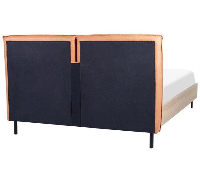 Beliani Cama com estrado Pele sintética LIMANTON 181x215 Dourado