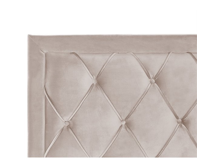 Beliani Cama com armazenamento Veludo LIEVIN 185x217 Bege