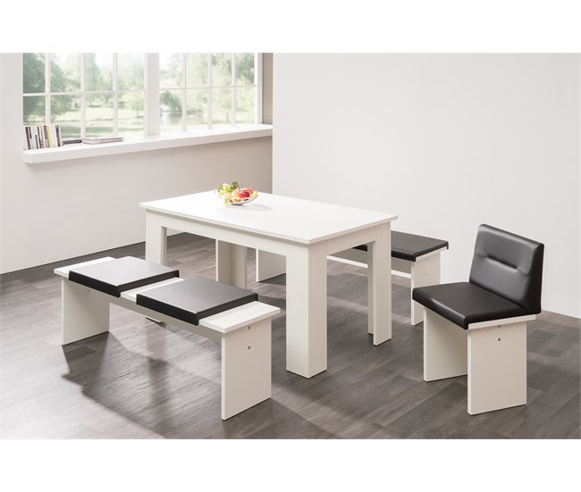 Conjunto mesa com 2 bancos CITY Branco