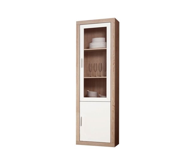 Vitrina Nuka 2 portas 60 Natural/ Branco