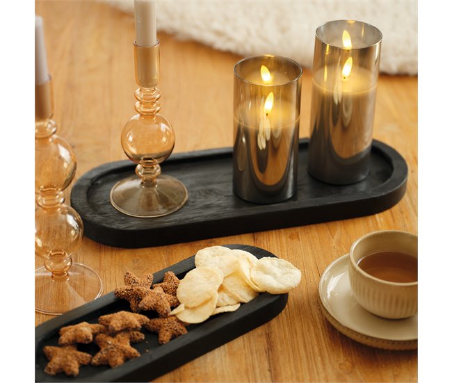 Conjunto de 2 tabuleiros decorativos SAMUL 15x40cm e 11x30cm Preto