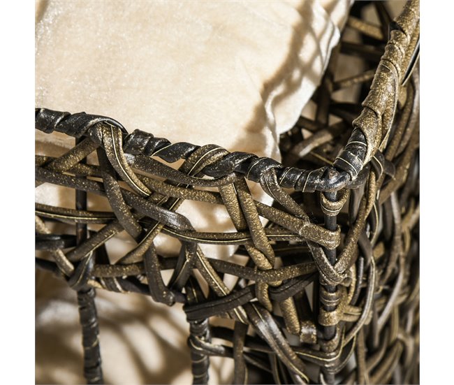 Cesta de Vime para Gatos Metal, Vime PE e Algodão PP PawHut Castanho