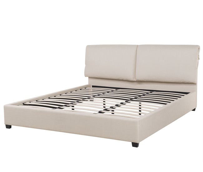 Beliani Cama com estrado Poliéster BELFORT 191x212 Bege