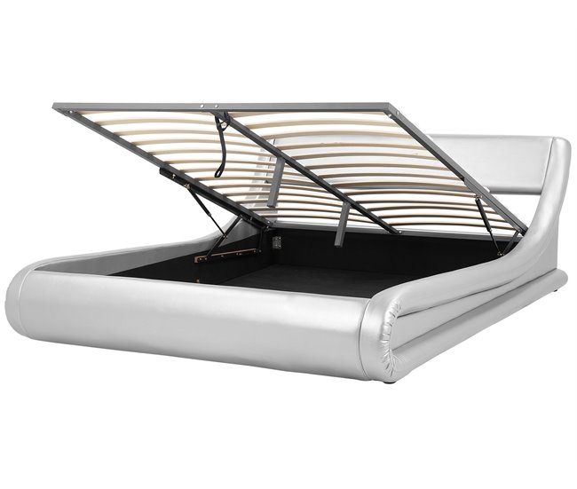 Beliani Cama com estrado Pele sintética AVIGNON 205x221 Cinza