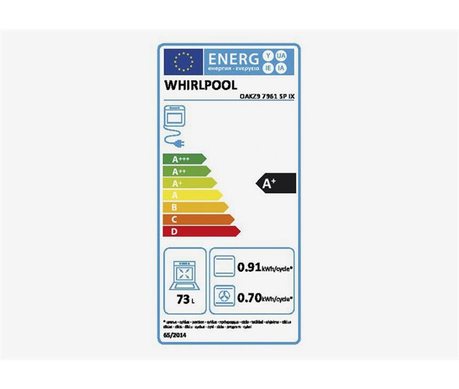 Forno elétrico WHIRLPOOL OAKZ9 7961 SP IX pirolítico 73 litros A+ Preto/ Inox
