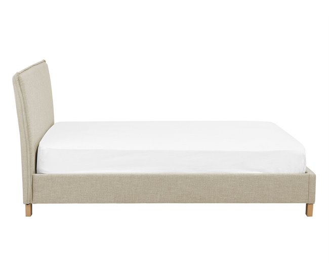 Beliani Cama com estrado Poliéster SENNEZ 155x216 Bege