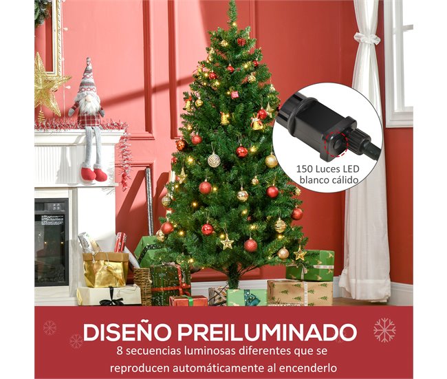 Árvore de Natal Artificial PVC, Metal HOMCOM, casa - natal Verde