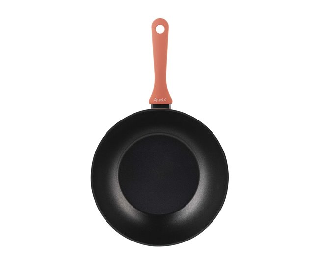 G-sola wok rainbow red 28?cm – alumínio forjado, antiaderente xylna 2 camadas livre de pfoa, cabo soft touch vermelho, compatível com indução e lava-louças