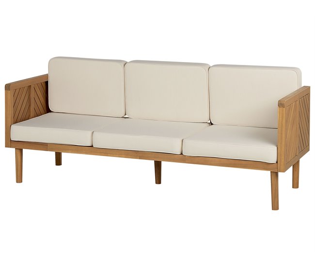 Beliani Conjunto lounge Madeira de acácia BARATTI Creme
