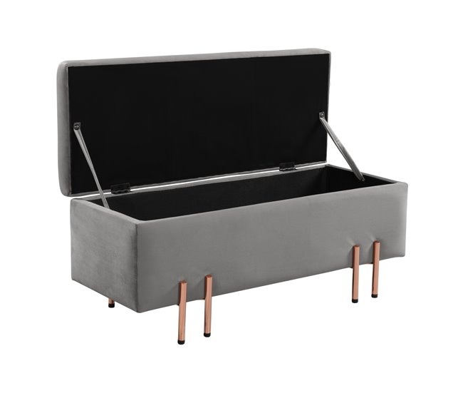 Arca de assento Dals veludo pernas metálicas [en.casa] 100x40 Castanho