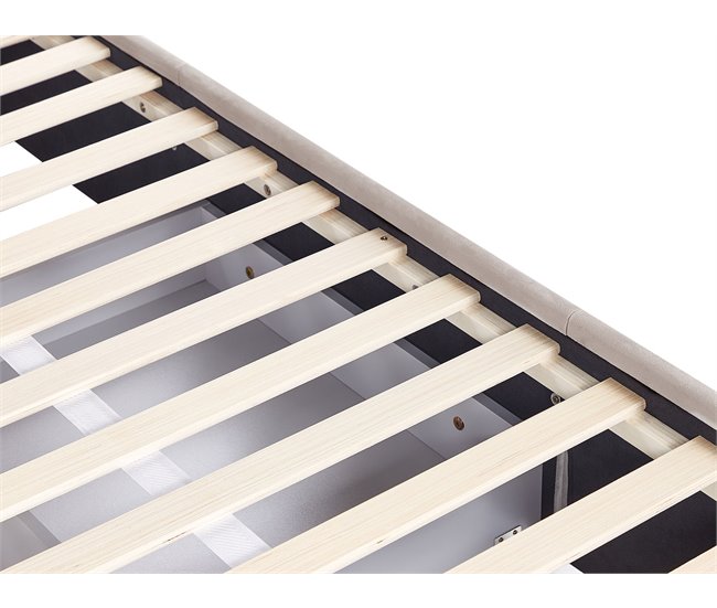 Beliani Cama com armazenamento Veludo LIEVIN 185x217 Bege