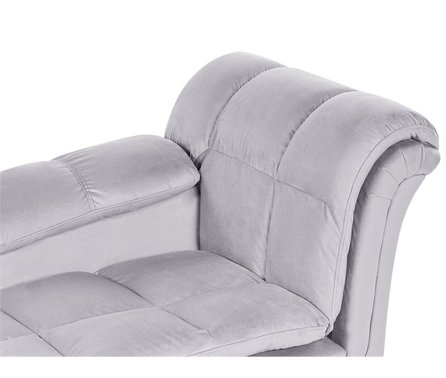 Beliani Chaise longue à direita Veludo LORMONT Cinza Claro