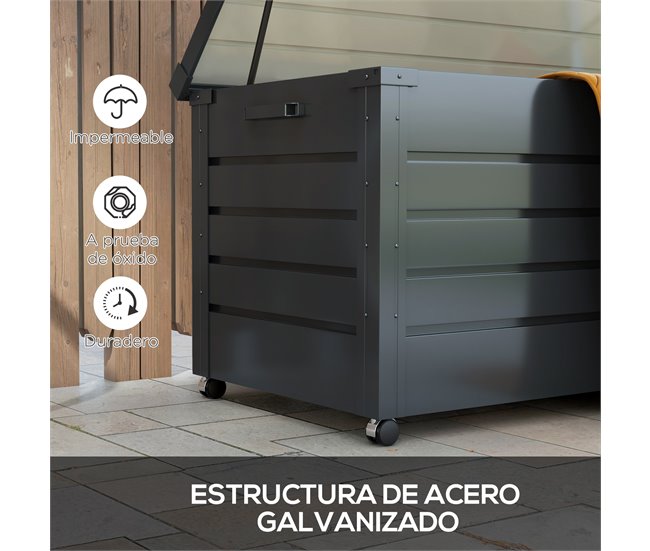 Baú de Armazenamento aço galvanizado Outsunny Cinza