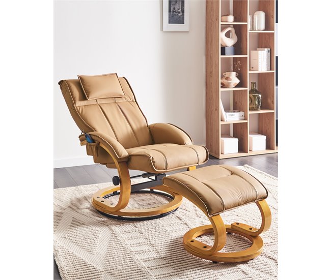 Beliani Cadeira de massagem MAJESTIC Castanho Claro