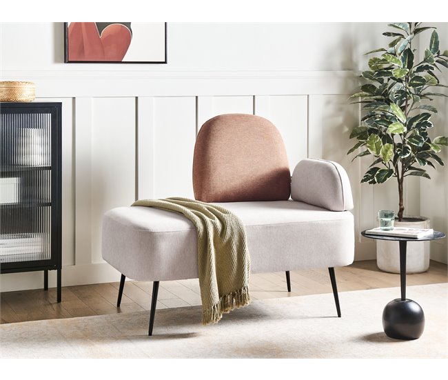 Beliani Chaise longue versão à direita Poliéster ARCEY Bege