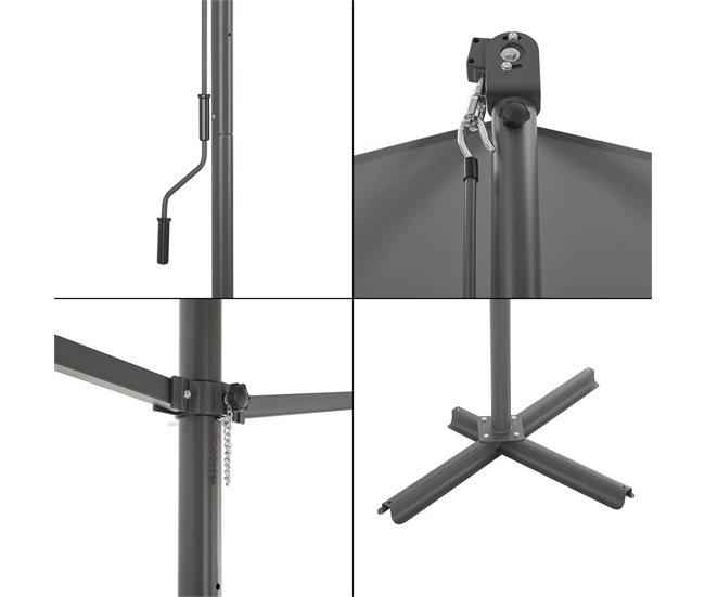 Toldo de pé Selenizza impermeável com manivela manual 600x300 Cinza Escuro