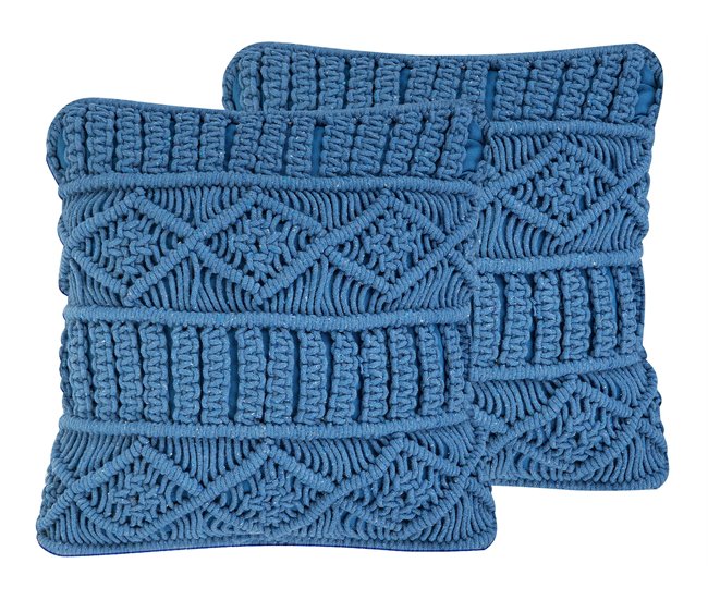 Beliani Almofada decorativa KARATAS Azul