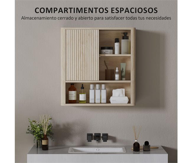 Armário de Parede Casa de Banho MDF HOMCOM, casa - casa de banho Castanho