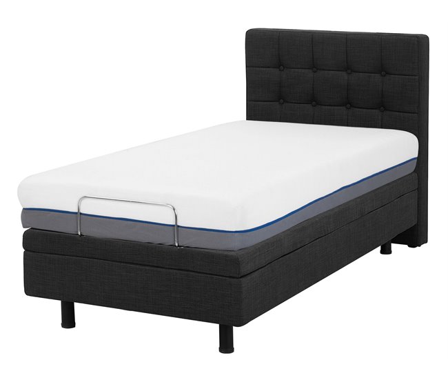 Beliani Cama ajustável Poliéster DUKE 82x216 Cinza Claro