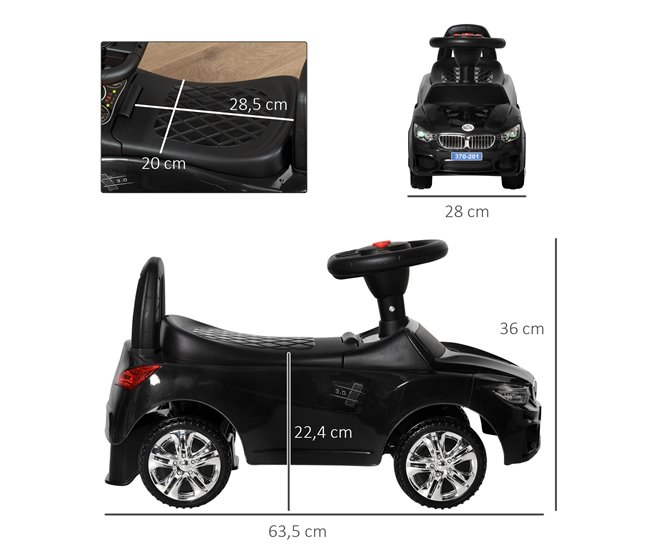 Carro Andador PP e Metal HOMCOM Preto