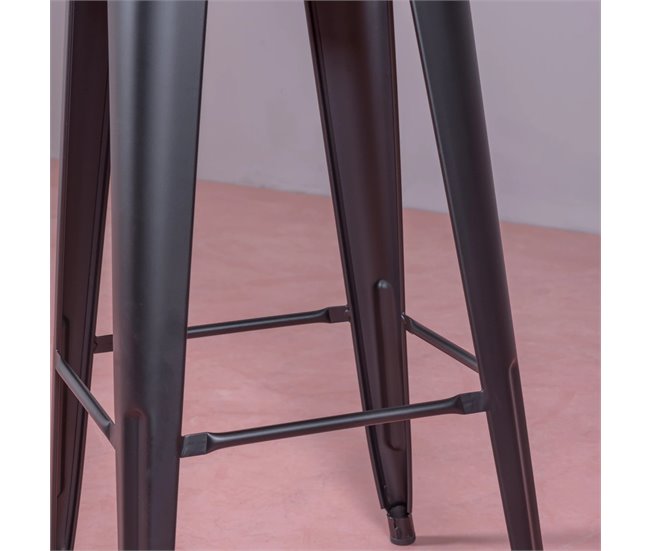 Banqueta metálica em aço lacado com encosto alto (76cm) - Bistro Preto