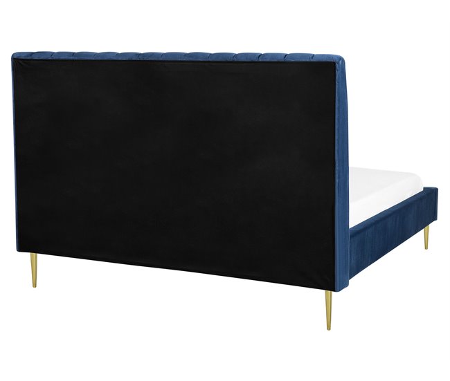 Beliani Cama com estrado Veludo MARVILLE 182x225 Areia