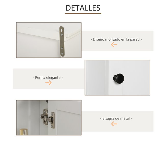 Armário de banheiro MDF, Aglomerado HOMCOM, casa - casa de banho Branco