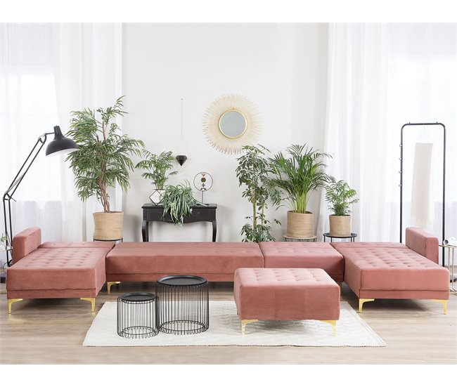 Beliani sofá modular Veludo ABERDEEN Rosa