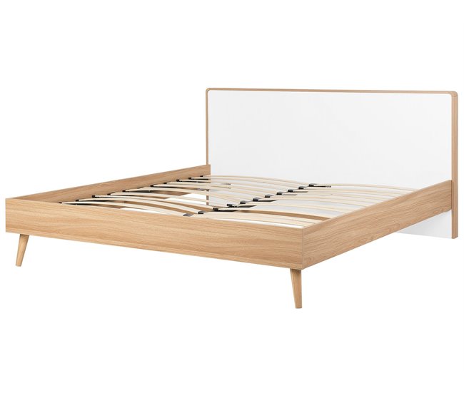 Beliani Cama com LED MDF SERRIS 188x215 Castanho