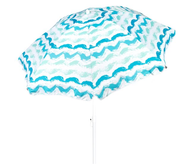 Aktive Guarda-sol de praia de 8 nervuras, ondas com revestimento Azul