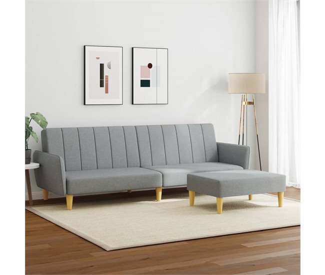 Sofá-cama, Sofá conversível de 2 lugares Cinza Claro